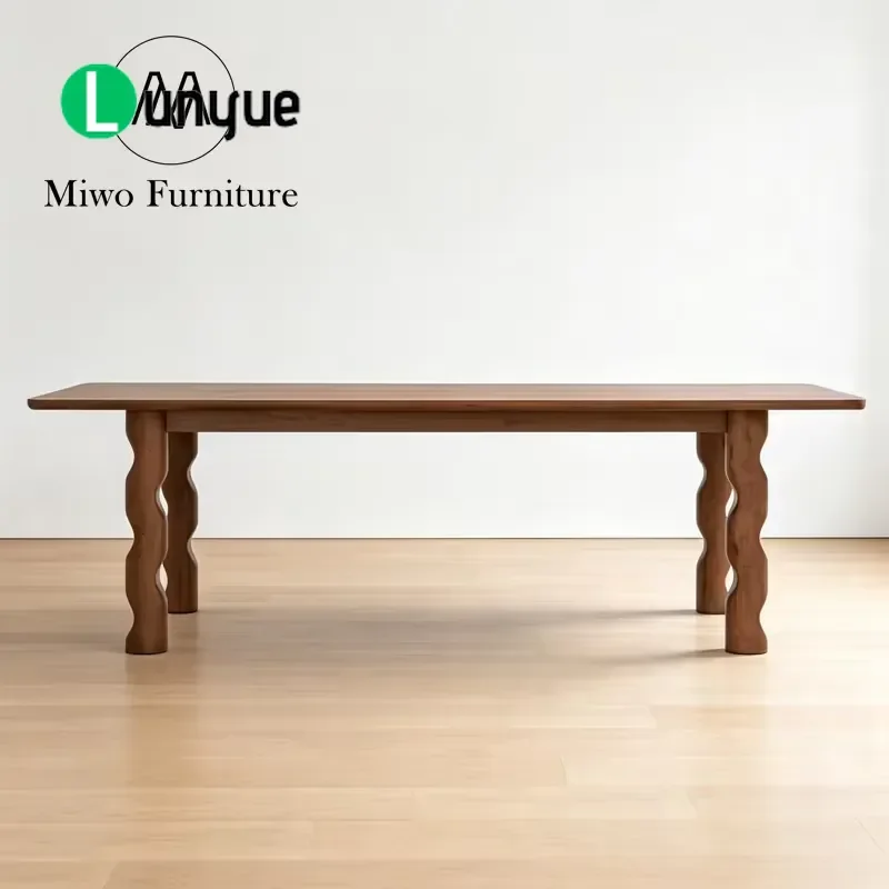 Modern Minimalist Gray Solid Wood Rectangular Dining Table Antique Style Home Restaurant Center Conference Furniture