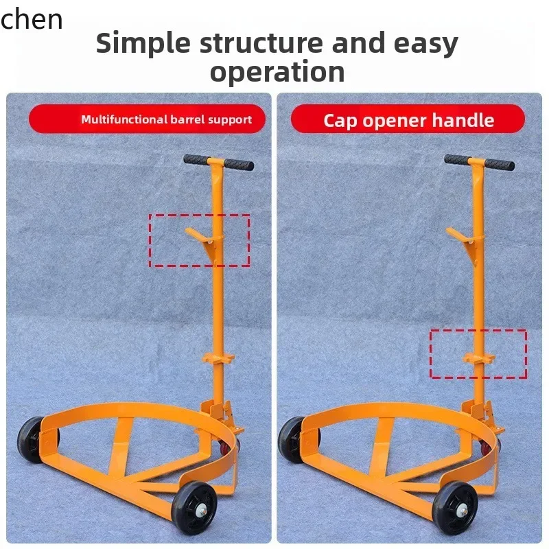 H5.26 low oil drum truck hand-pulled iron plastic drum truck opening portable bucket trolley moving base hand-pulled