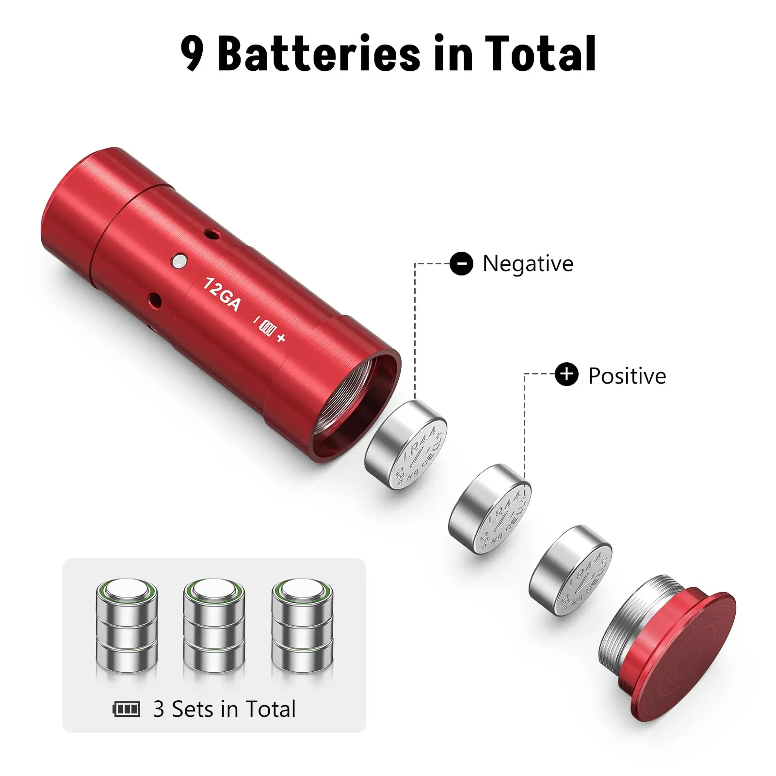 CVLIFE Bore Sighting Laser 12 Gauge Laser Bore Sighter with Extra Batteries