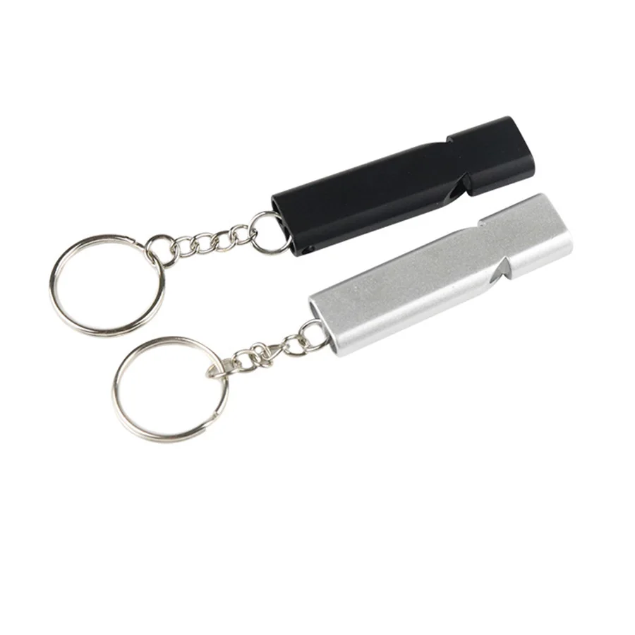 1/2Pc Survival Whistle Soccer Outdoor High Decibel Portable Flat Aluminum Alloy Dual Frequency Wilderness Emergency Whistle Tool