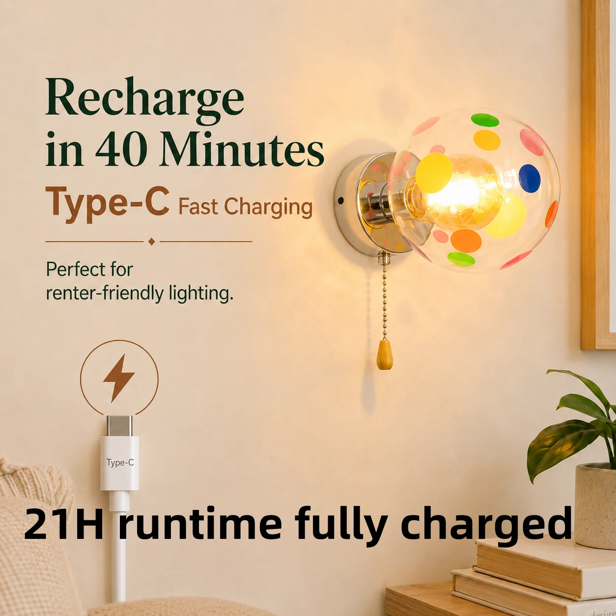 Lampu Dinding Nirkabel Tanpa B - Lighting Room Decor Items ulasan dan harga