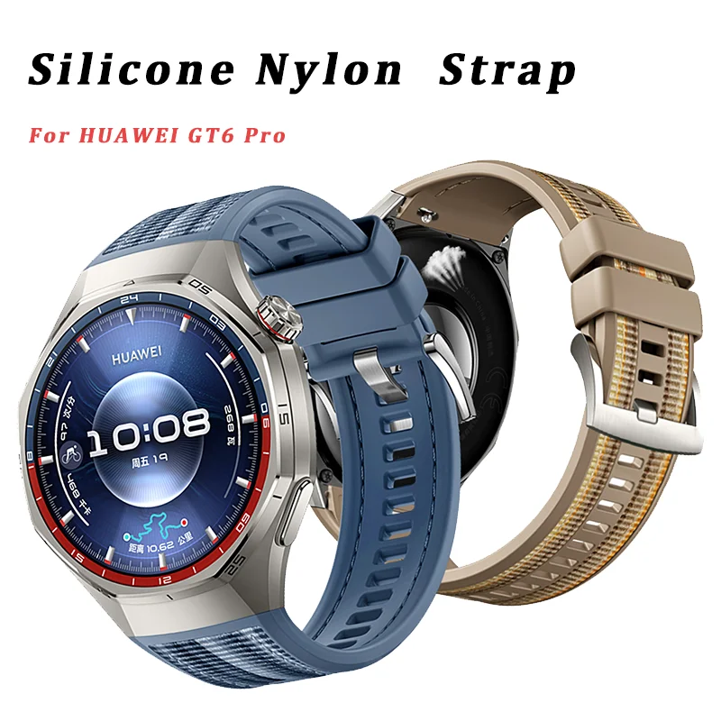 

No Gaps Luxury Silicone Nylon Strap for Huawei Watch GT 6 Pro Rubber Bracelet for Huawei Watch GT6 Pro Specialized Watch Strap