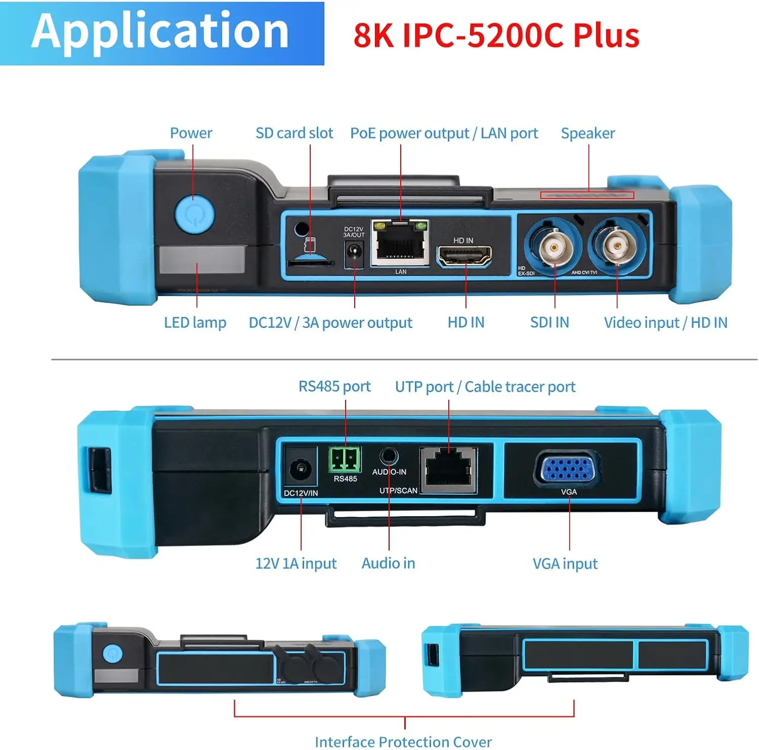 5.4inch CCTV IPC Tester 8MP AHD CVI TVI Camera Tester VGA HDMI Input CCTV Tester Camera Security Monitoring Cable Tester