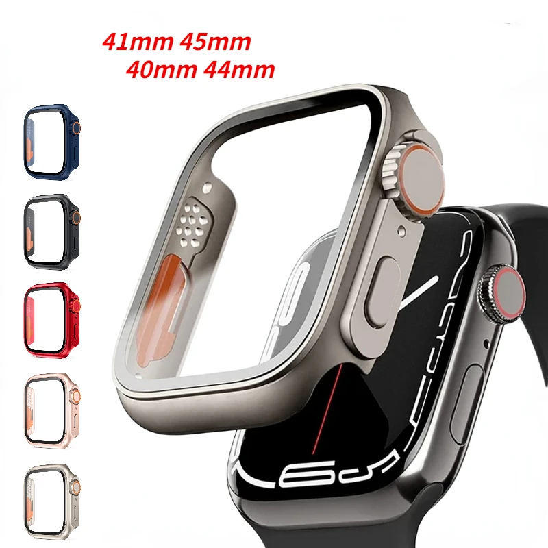 

Case+Glass For Apple Watch Ultra 49mm 8 7 45mm 41mm Upgrade To Apple Watch Screen Protector PC Shell iWatch 6 5 4 SE 44mm 40mm