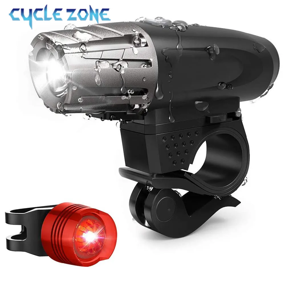 

Bike Headlight Set Front Bike Flashlight Waterproof USB Charging LED Bike Warning Rear Light Cycling MTB Bicycle Accessories