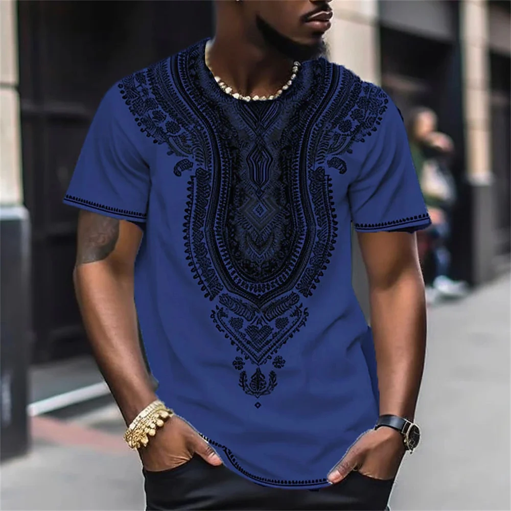 

African Clothes For Men Dashiki T Shirt Traditional Wear Clothing Short Sleeve Casual Retro Streetwear Vintage Ethnic Style