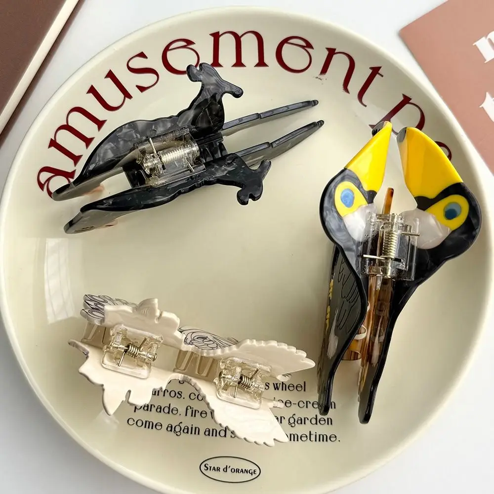 

Креативная милая заколка для волос с уксусной кислотой, ворона, дятел, заколка для волос в виде птицы, зажим для волос в виде павлина, мультяшная заколка в виде акулы для девочек