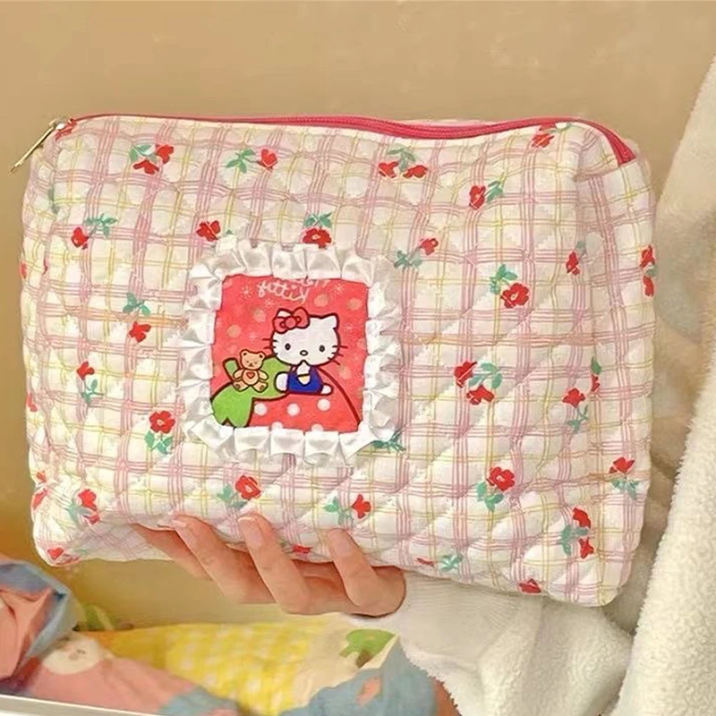 Hello Kittys Sanrio Cosmetic Bag Kawaii Anime Cute Pattern Beauty Cartoon Makeup Toiletry Storage Travel Bag Girls Gifts