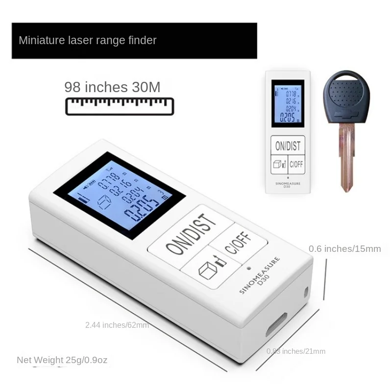 2024 USB 30M IP5 Mini infrared handheld lithium battery charging laser rangefinders electronic measuring ruler measure tool