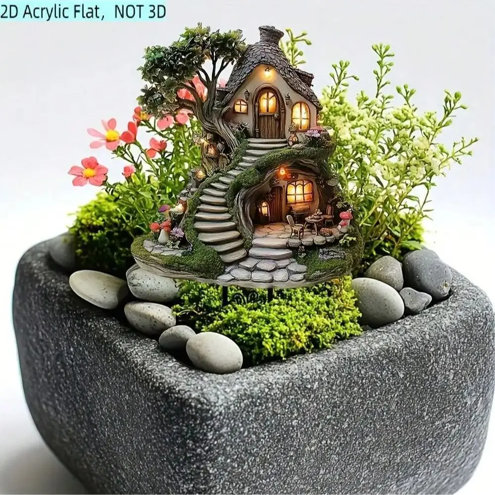1 Stück Verspielte Baumhaus-Außendekoration Kleine Statue Topfpflanzendekoration Blumenbeet-Hofdekoration Rasendekoration