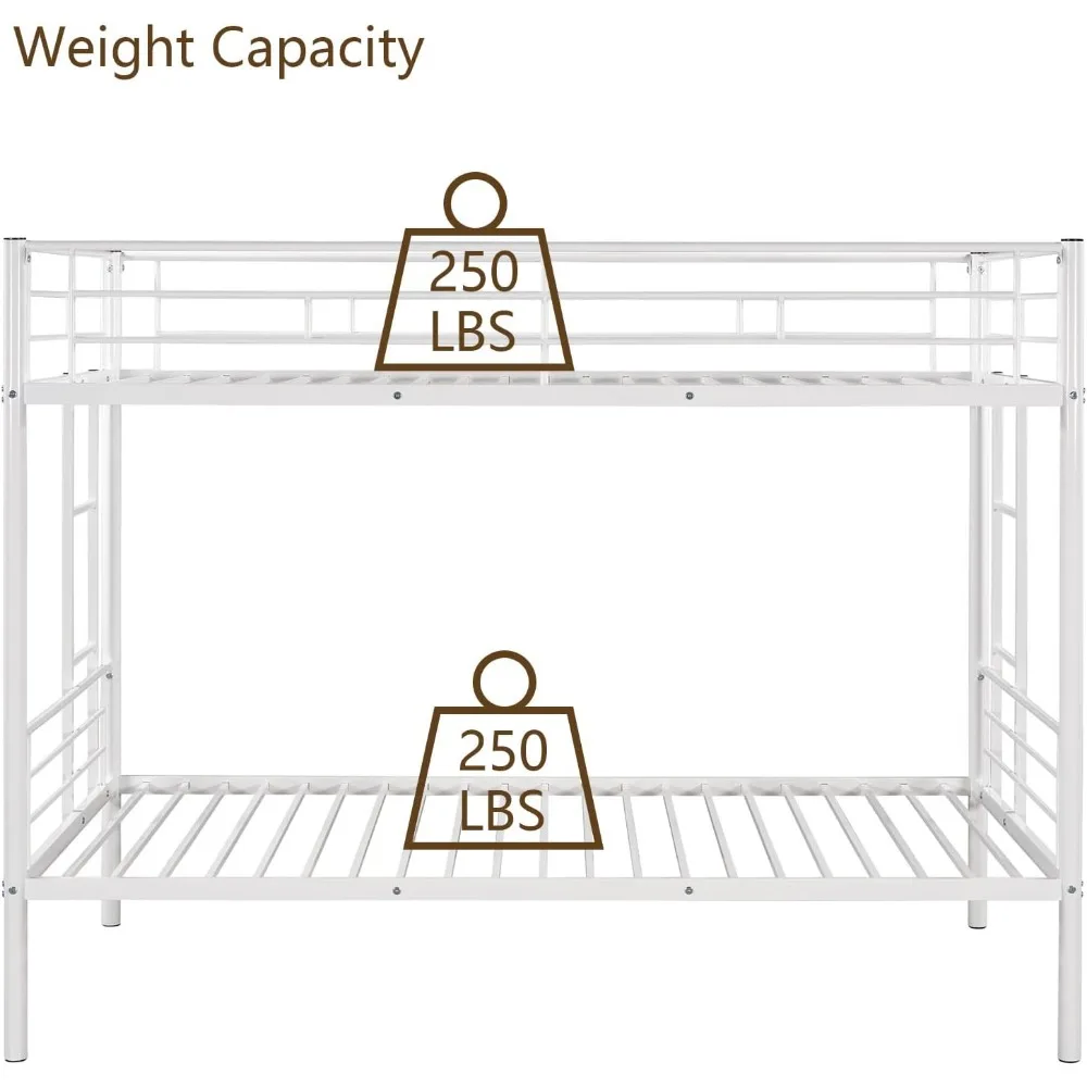 Двухъярусная кровать с двумя односпальными кроватями, металлические двухъярусные кровати с двумя односпальными кроватями, сверхпрочные двуспальные кровати с двумя лестницами для мальчиков, девочек-подростков, взрослых, детские кровати