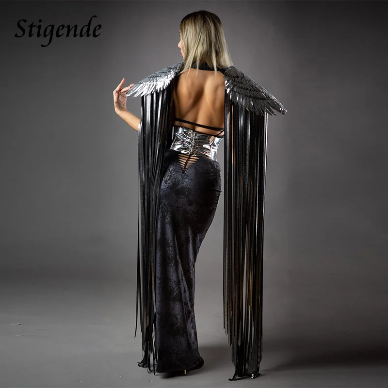 Sequin Wing Tassels Wraps for Women Party Wear Ponchos Fashion Cosplay Apparel Accessories