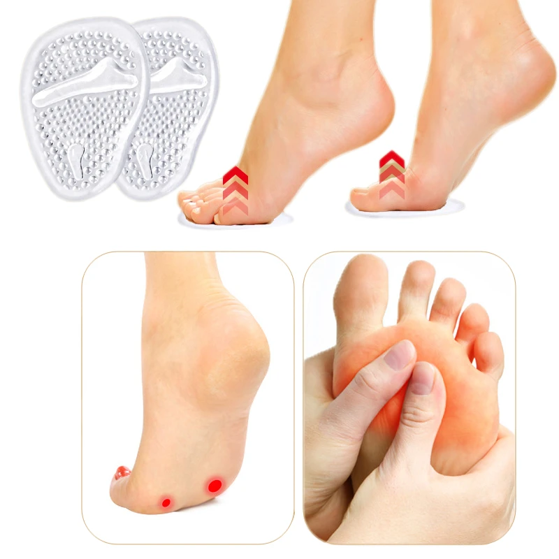 200Pcs=100Pairs Silicone Half Insoles gel Women Forefoot Pads Plantar Fasciitis Relief Comfortable Foot Pads Shock Absorption