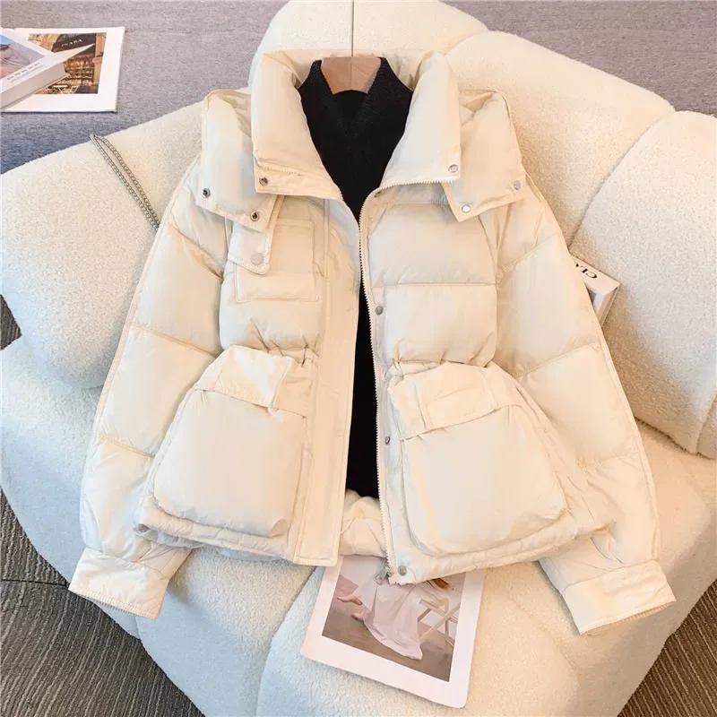 2025 nova jaqueta de inverno feminina parkas quentes feminino manga longa topos casual algodão acolchoado jaqueta com capuz outwear senhoras