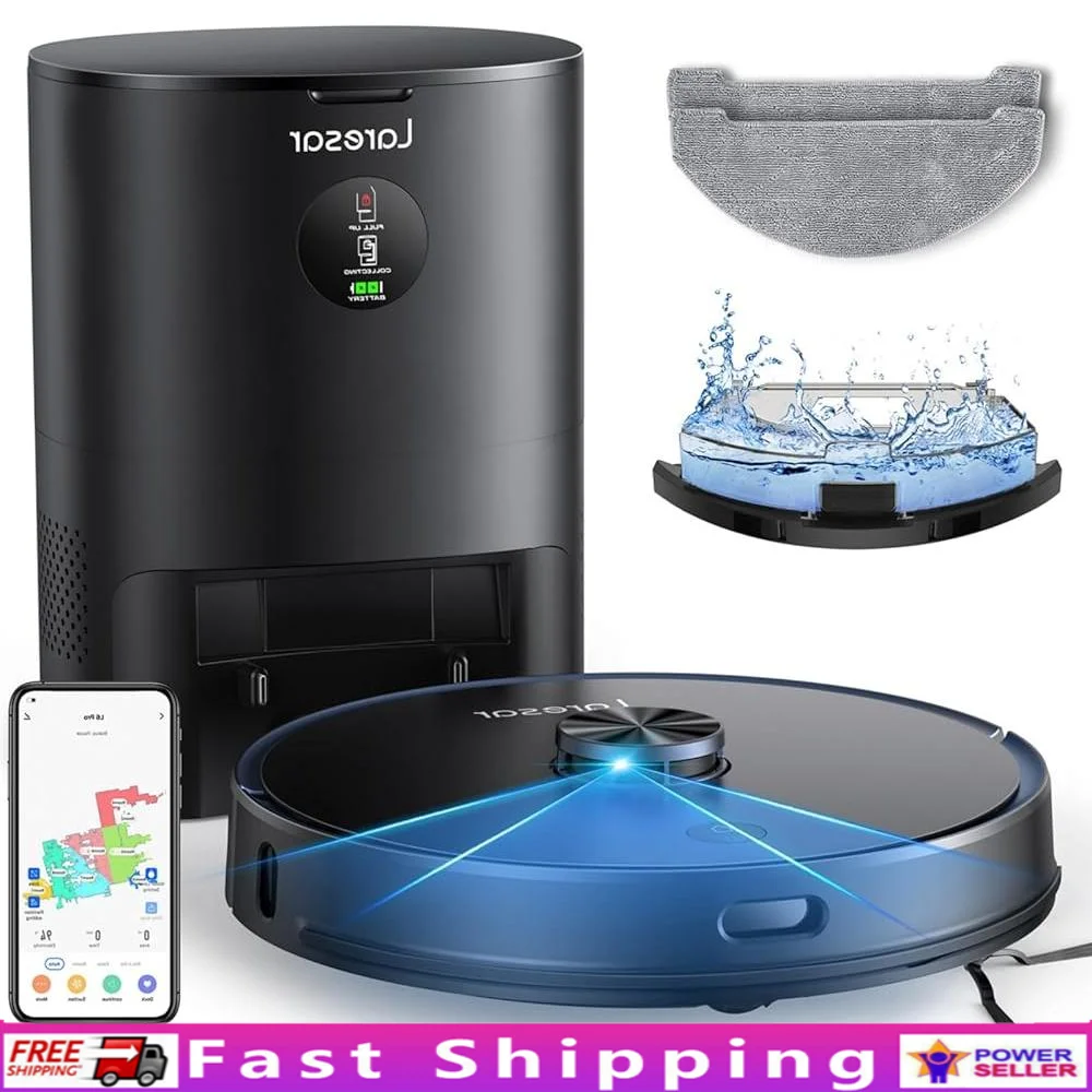 Combinatie robotstofzuiger en dweil 3-in-1 zelfleegstation LiDAR-navigatie Slimme app-bediening 4000 Pa zuigkracht Spraakbesturing Multi