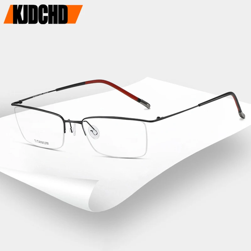 

Оправы для очков KJDCHD из чистого титана, сверхлегкие, высокоэластичные, безвинтовые, полуободковые