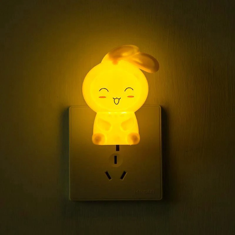 1pc LED Cartoon Rabbit Night Lamp Switch ON/OFF Wall Light Baby Kids Christmas Gifts Interior Design US 110V  Plug Bedside Lamp