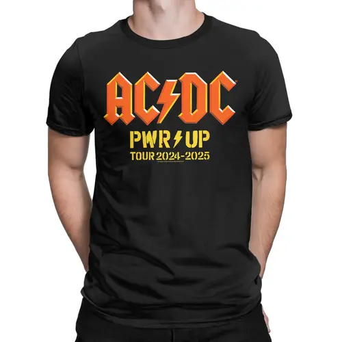 Imagen 2 del producto Camiseta AC PWR UP World Tour para hombre, camisetas de algodón puro de banda de música DC Rock, camisetas de Hip Hop con cuello redondo, venta al por mayor, ropa de talla grande