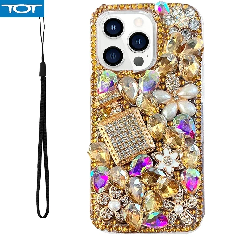 

Luxury 3D Diamond Case Diamond Coque Capa for iPhone 13 12 11 14 TPU Rhinestone Bling Cover 15 16 Pro Max X XS MAX XR 8 7 Plus
