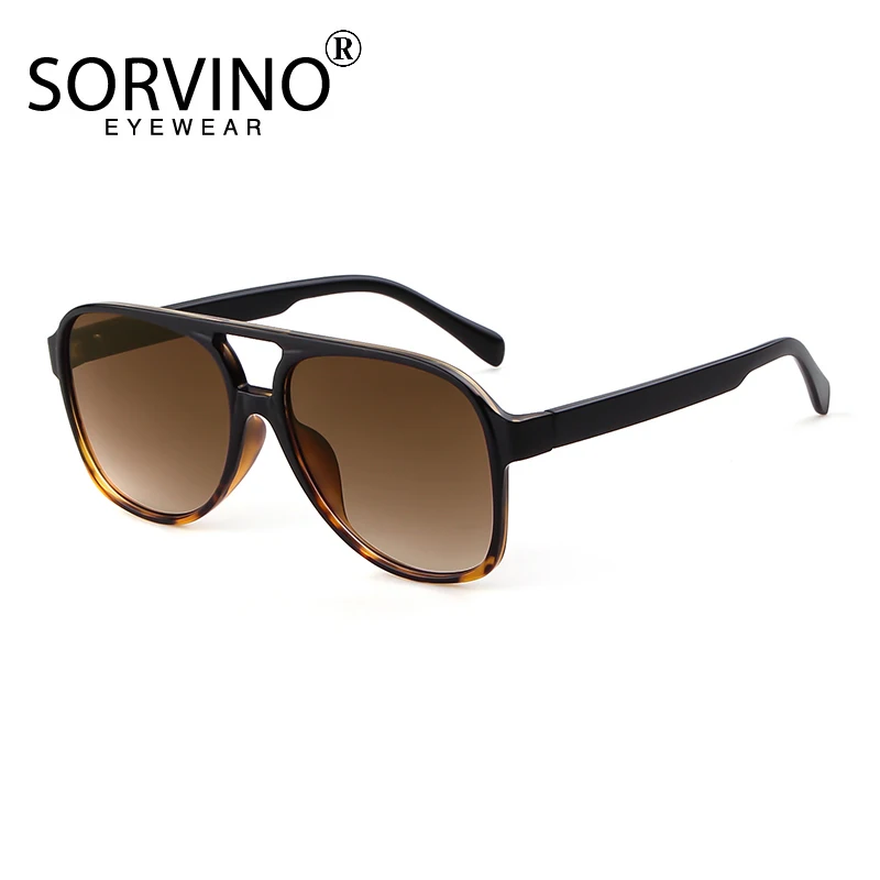 Sorsorvintage boy Pilot güneş kadınlar marka tasarım siyah sarı gözlüğü degrade Retro çift köprü güneş gözlüğü UV400