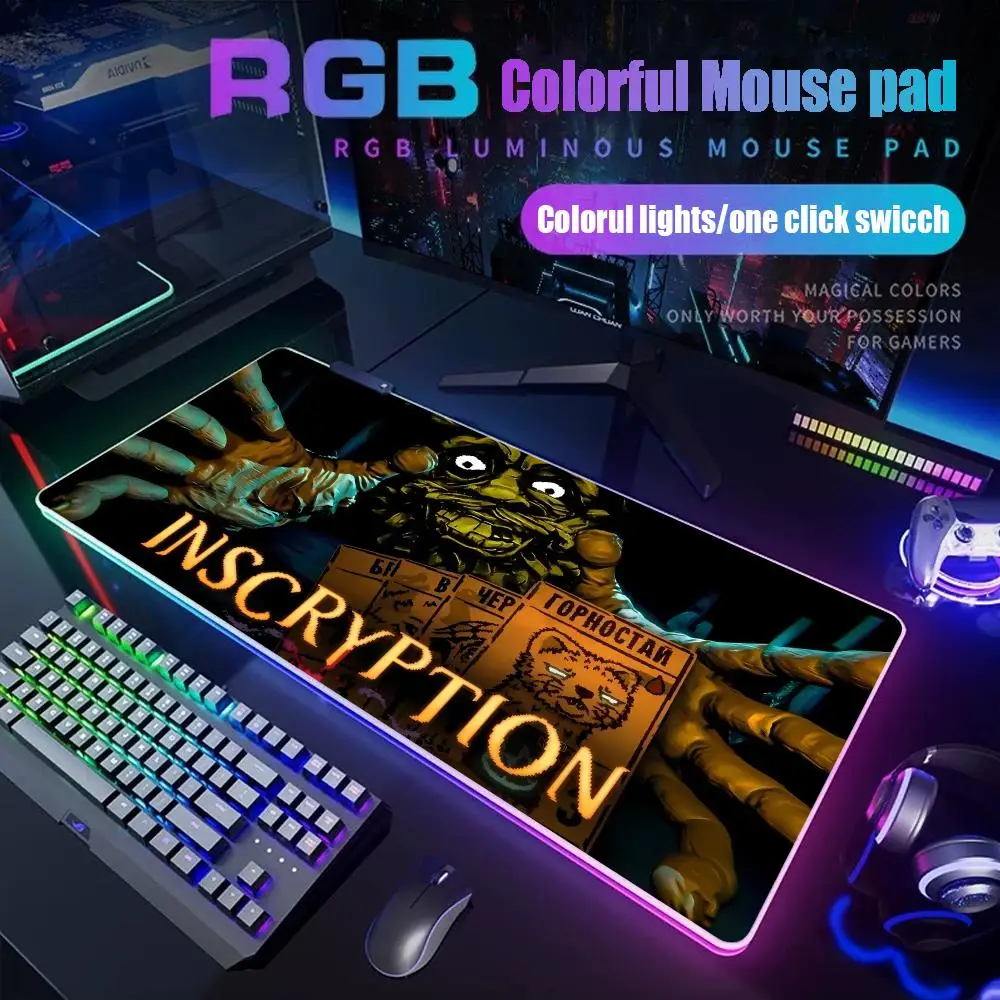 

Fashion Horror card strategy game Inscryption Mouse Pad Gamer Rgb Desk Mat Back Light Led Setup Deskmat Big Mousepad Backlight