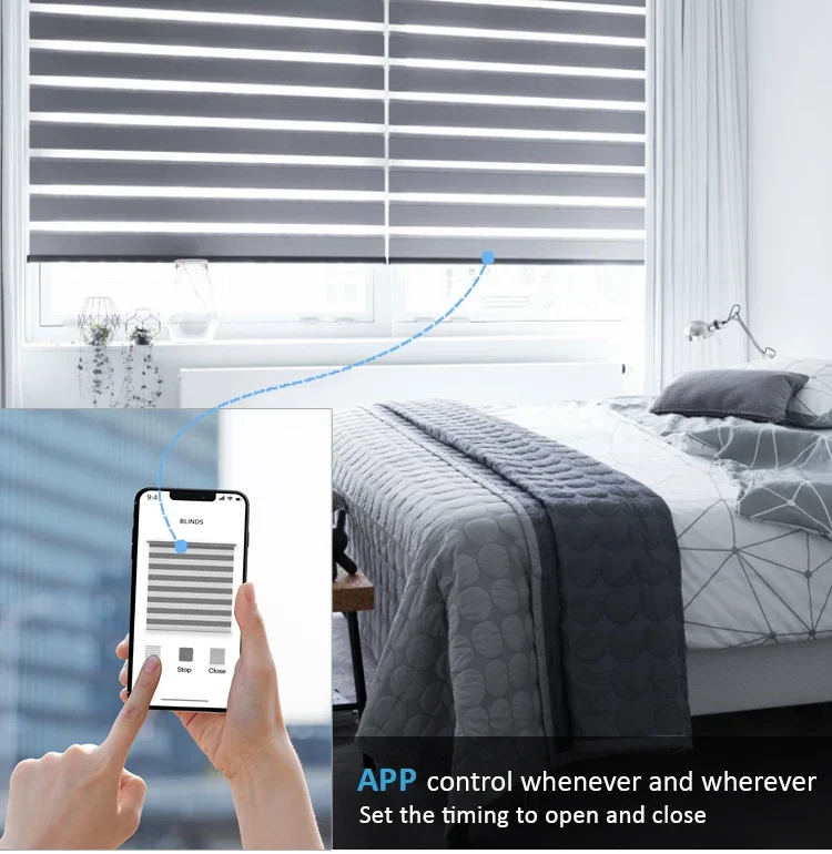 Diy Tuya Wifi Alexa Google Smart Life App Remote Control Motorized Roller Zebra Blinds Curtain Chain Motor Smart Curtain