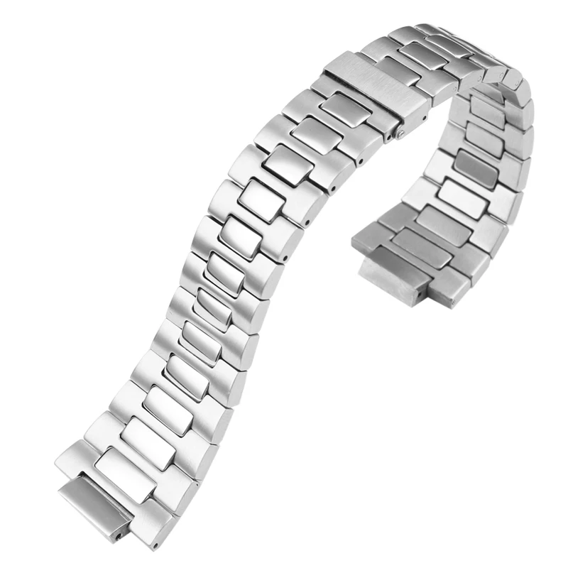 Stainless Steel Watch Strap  Bracelet Silver Metal Watchband with Folding Clasp For Patek Philippe Nautilus 5711 /1A010  25*13mm