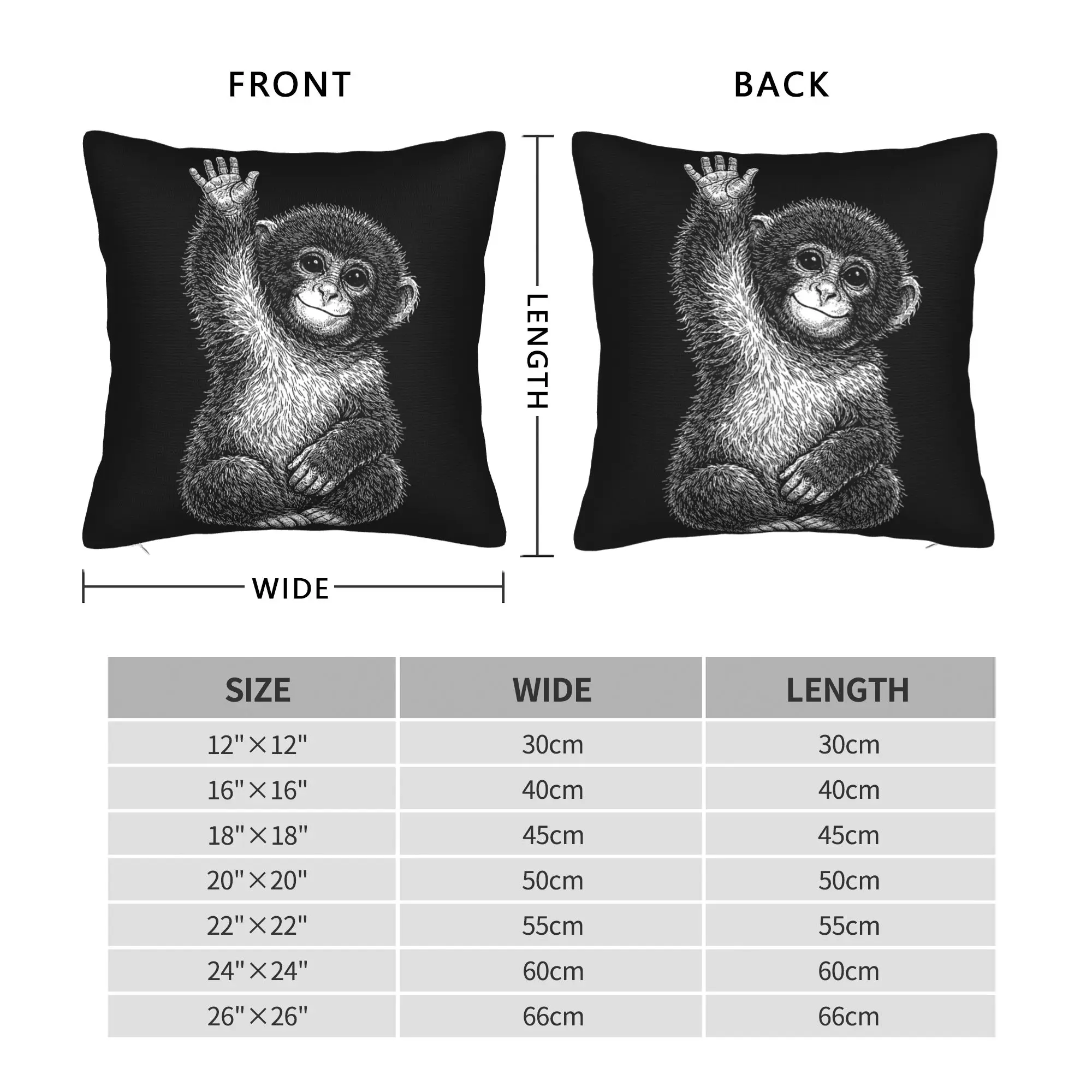 Pillow Cover Monkey Punch Baby Cute Little Monkey Raise His Hand  Kawaii Pillow Case For Wedding Party Home Decor Pillowcases