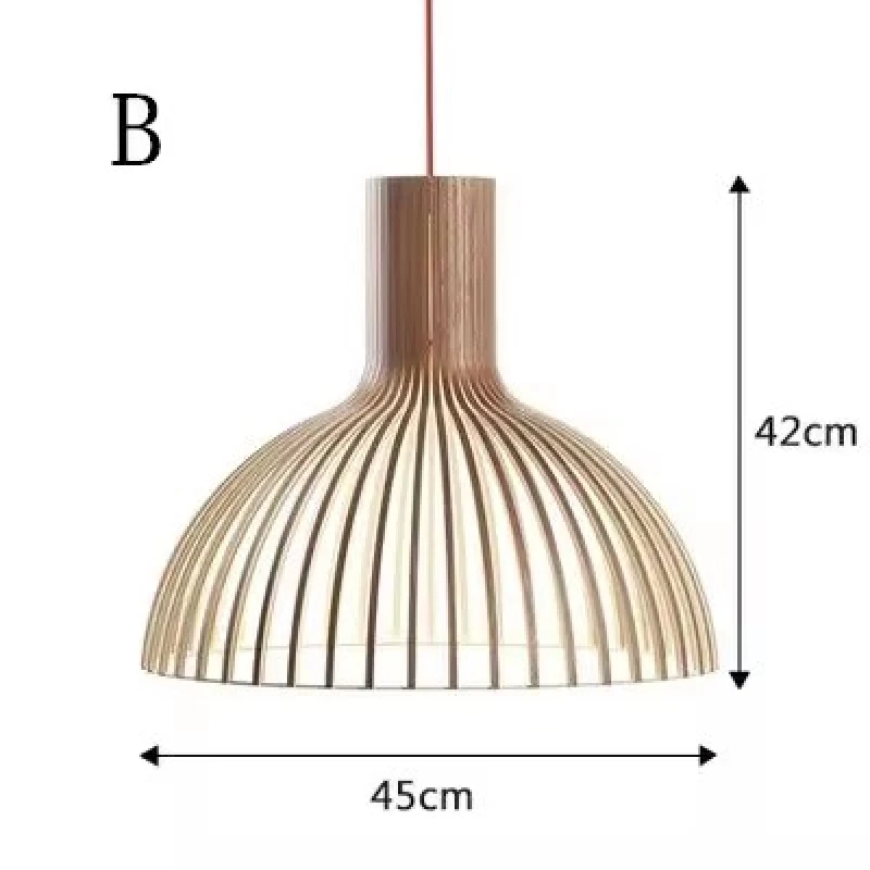 

Modern Birdcage Lamp Wooden Hanging Lights Danish Style Hand-made E27 Pendant Lights Home Decor Fixtures for Living Room Bedroom