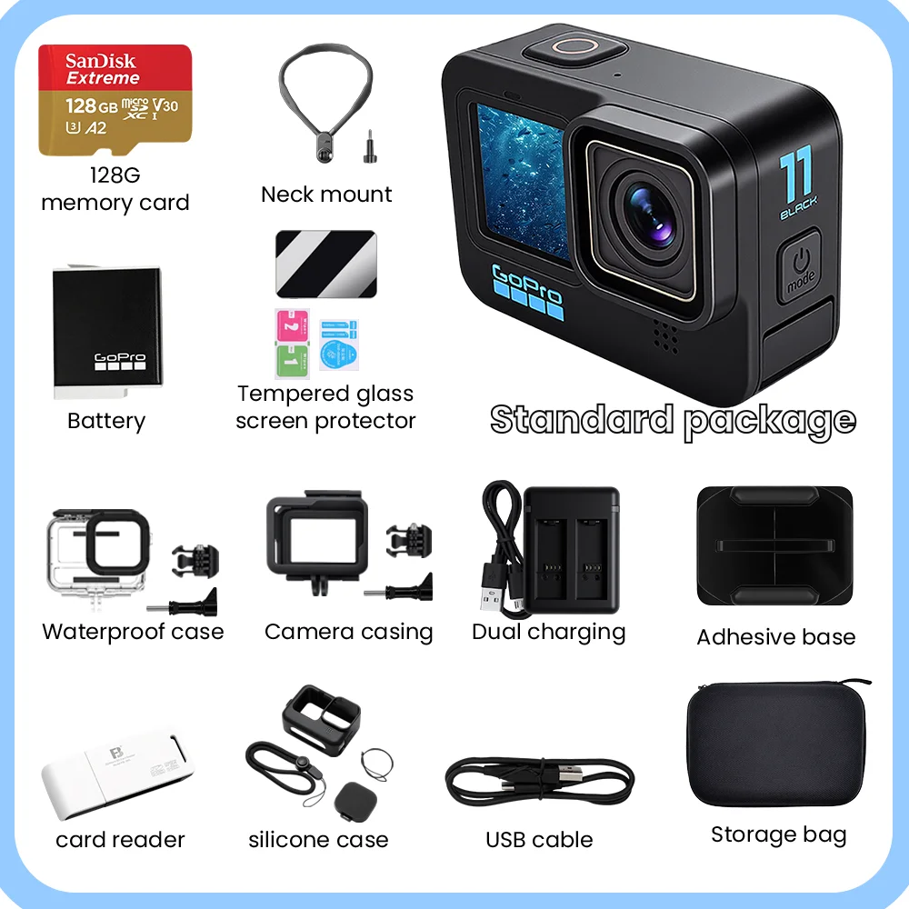 Gopro Hero 11 caméra d'action noire Hyper Smooth 5.0 enregistrement de cyclisme scène de nuit prise de vue caméra de casque professionnelle
