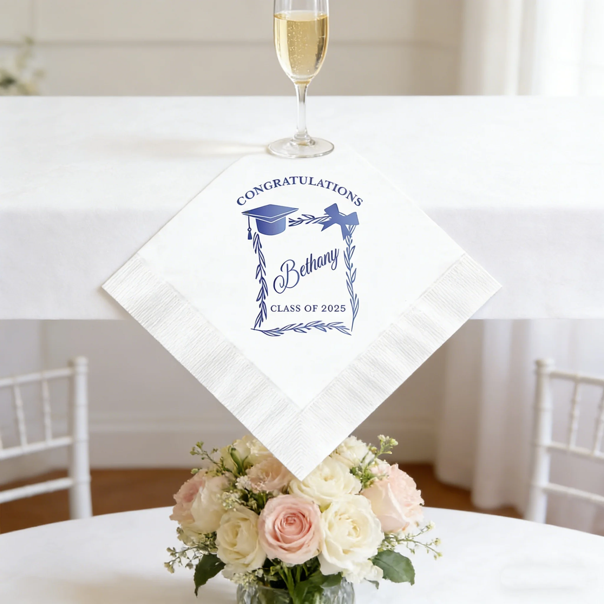 

50 шт. персонализированных бумажных салфеток для выпускного вечера с индивидуальной печатью, гостевые полотенца для выпускного и праздничных мероприятий