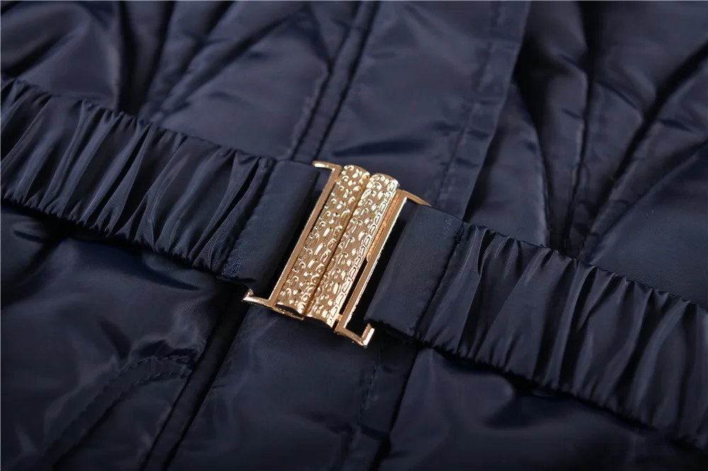 2024 New Winter Keep Warm Girls Jacket Waist Belt Design Detachable Hat Lining Plush Hooded Heavy Coat For Kids