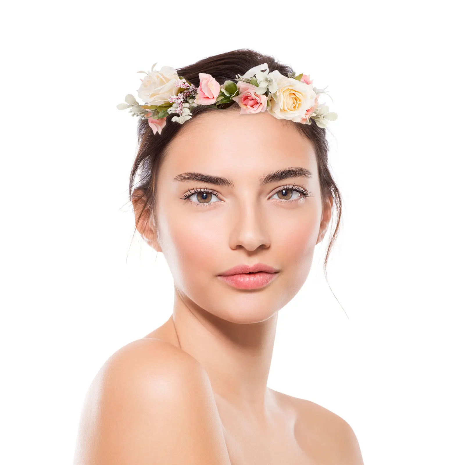 

Шелковый цветочный венок-корона для невесты и подружек невесты, праздничный головной убор для пляжных церемоний и отпуска, декоративное украшение для волос