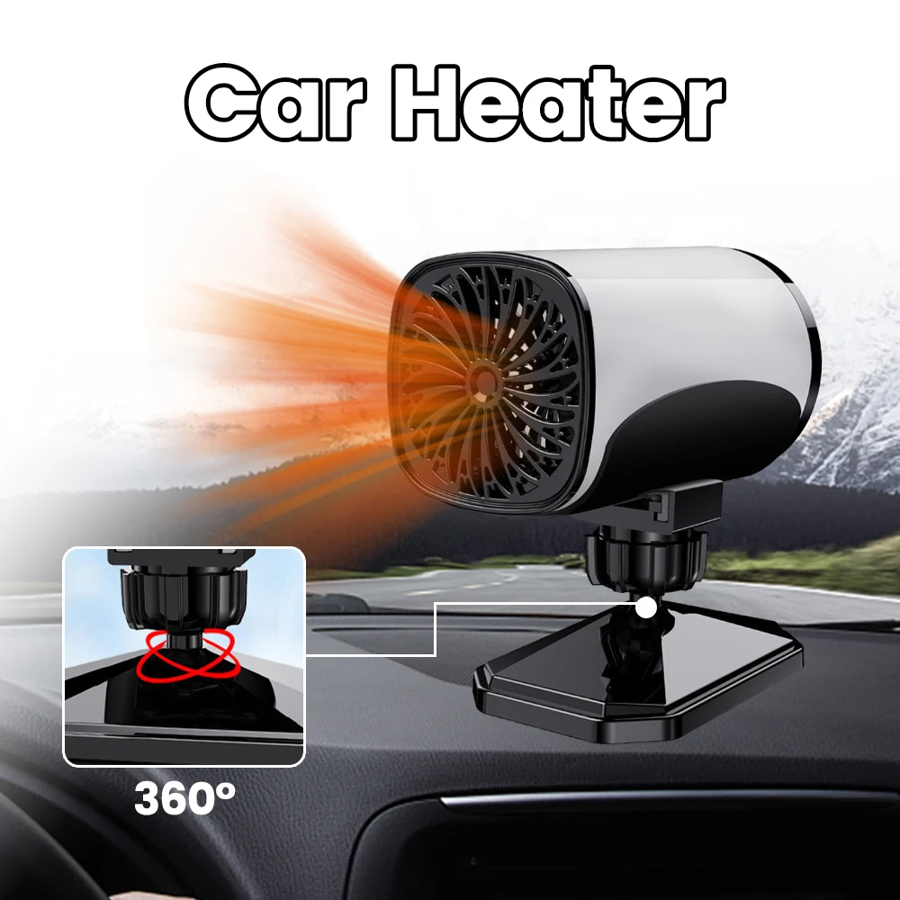 

360° Rotate Universal Car Heater Fan 12V Portable Automotive Heating Defrost Mist Eliminator Winter Heating Fan For Car Home