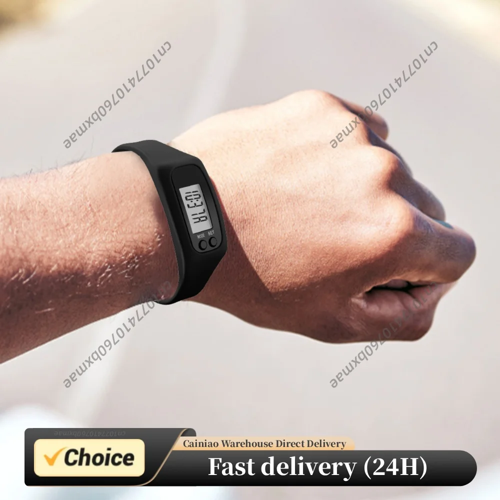 LED Pedometer Bracelet Wrist Calorie Counter 12/24H Time Display Step Counter Watch Walking Running Pedometer for Adults Kids