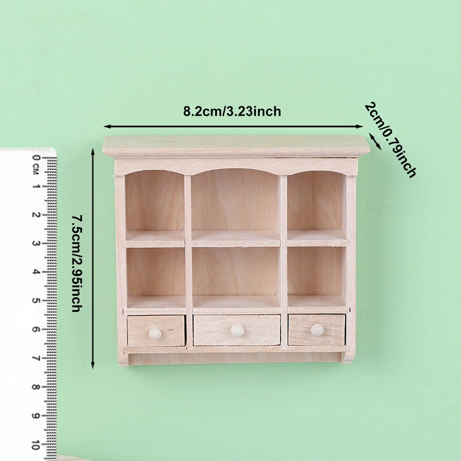 Poppenhuis miniatuur kast poppenhuis plank met lade ornament met meerdere compartimenten klassiek meubelmodel schaal 1/12