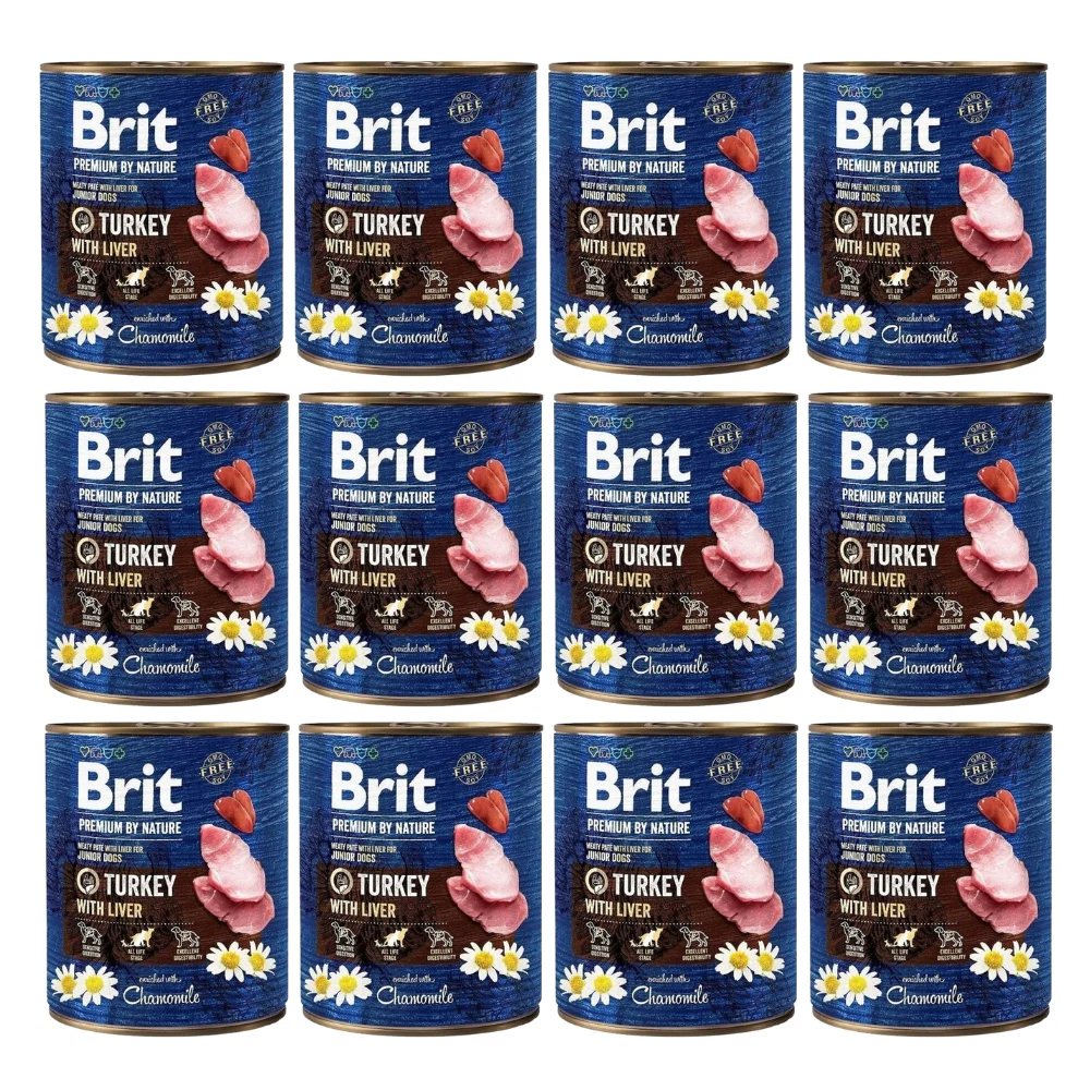 طعام مبلل للكلاب BRIT PREMIUM BY NATURE TURKEY & LIVER -12x800g #1