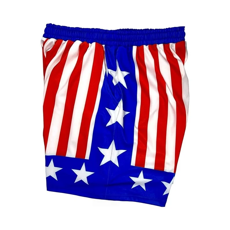 Basketball-Shorts mit Sternen- und Streifenmuster, lockere, atmungsaktive Sporthose, Sommer-Strandhose für Herren und Damen – Detail 5