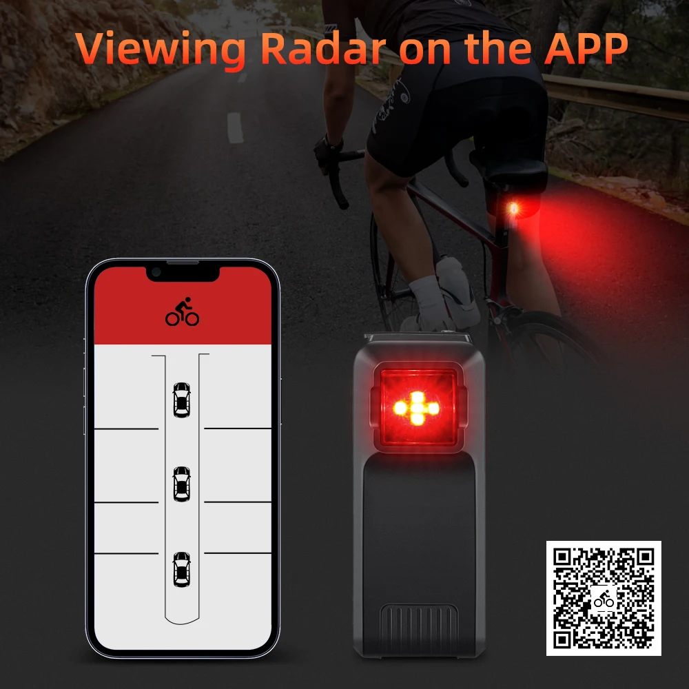 Wsdcam Rechargeable Lamp USB Bike Rear Tail Lights Waterproof Radar Detection Cycling Lamp 5 Mode Blind Spot Monitor