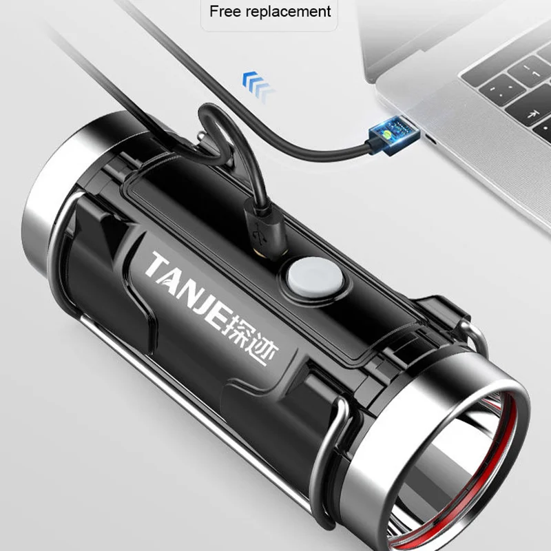 Camping Flashlight XP core dual light source strong light long-range  LED Flashlight USB Rechargeable High Power Flashlight