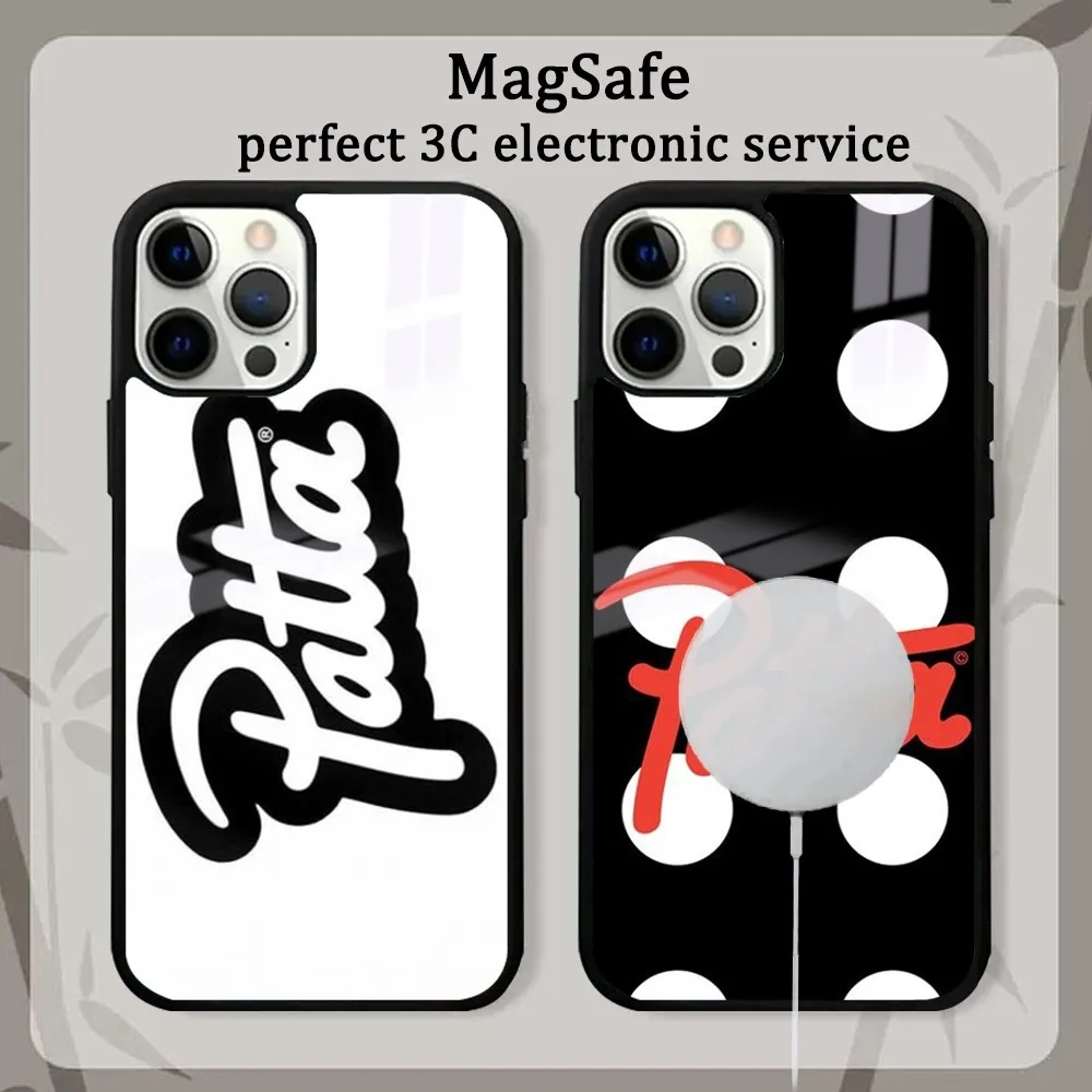 Fashion P-patta Phone Case For iPhone16 15 14 13 12 11 Pro Max Plus Mini Mirror Magnetic Cover