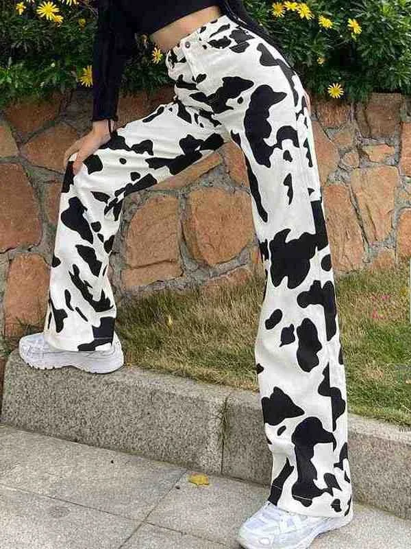 

Джинсы с высокой талией, прямого кроя, с эффектным принтом, свободные, повседневные, расклешенные, из денима