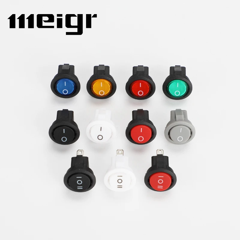 5 PCS KCD1 16.5mm 3A/250VAC Round Boat Rocker Switch On-Off Snap SPST 2Pin 3Pin Power  Switch Push Button Switch