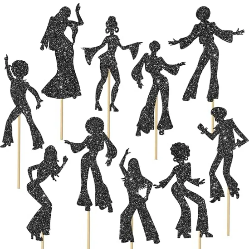 10er-Pack Funkelnde Glitzer-Tänzerin Tischdekoration, 8 Tanzpositionen Tischaufsätze Geeignet für Discokugel-Partys – Detail 2