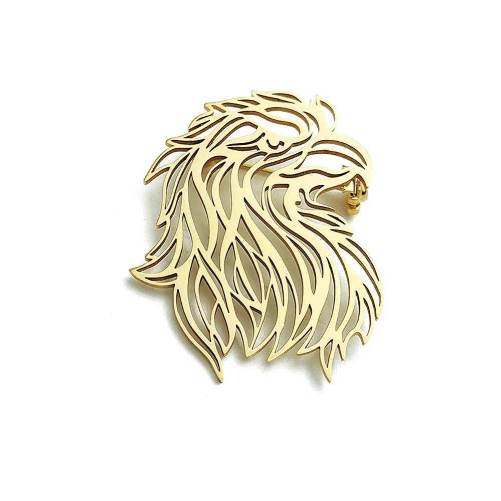 Hardcore Hollow Eagle Head Brooch Animal Eagle Head Metal Badge Shirt Collar Needle Pin Accessory