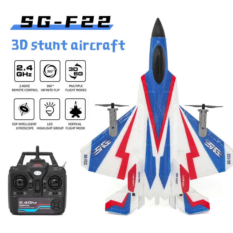 SG-F22 RC Airplane 2.4G 4CH Electric Fixed Wing Glider Stunt Fighter Model Fixed Wing 3D Aerobatic Plane Toys Gift For Kids