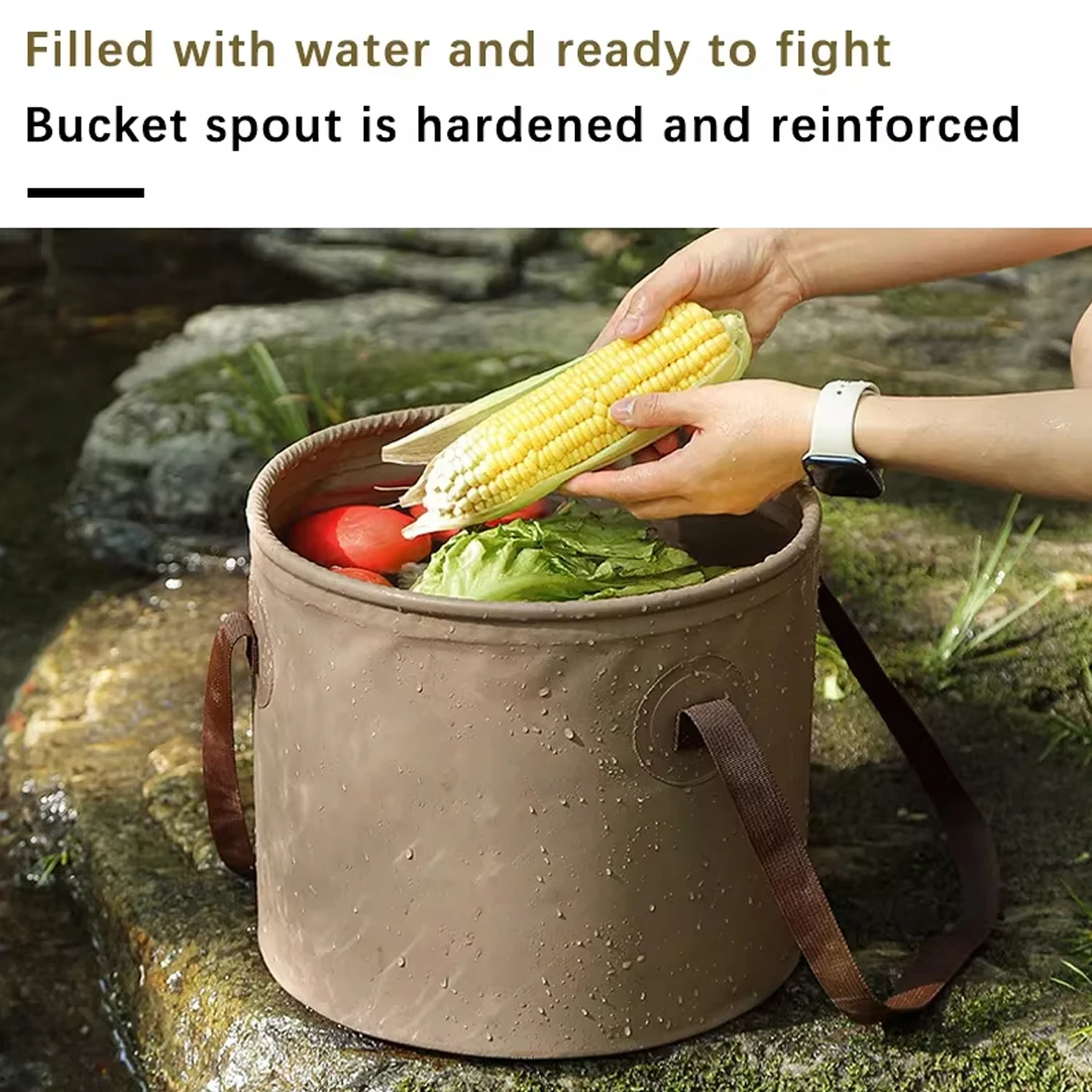 10L/20L Multifunktionaler Faltbarer Eimer Wasserdichtes Waschbecken Tragbares Outdoor-Reisebecken Camping Wandern Angeln Aufbewahrungseimer Werkzeuge – Detail 3