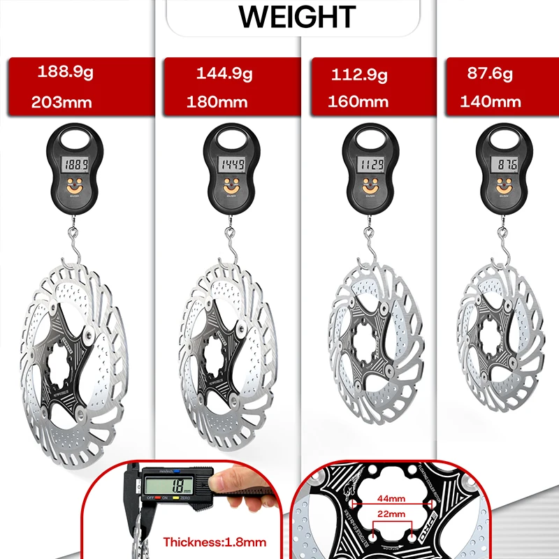 IIIPRO Bike Floating Rotor 140mm Bicycle Brake Disc 160mm 180mm 203mm Heat Dissipation Road Mountain Bike Disc Brake Rotor