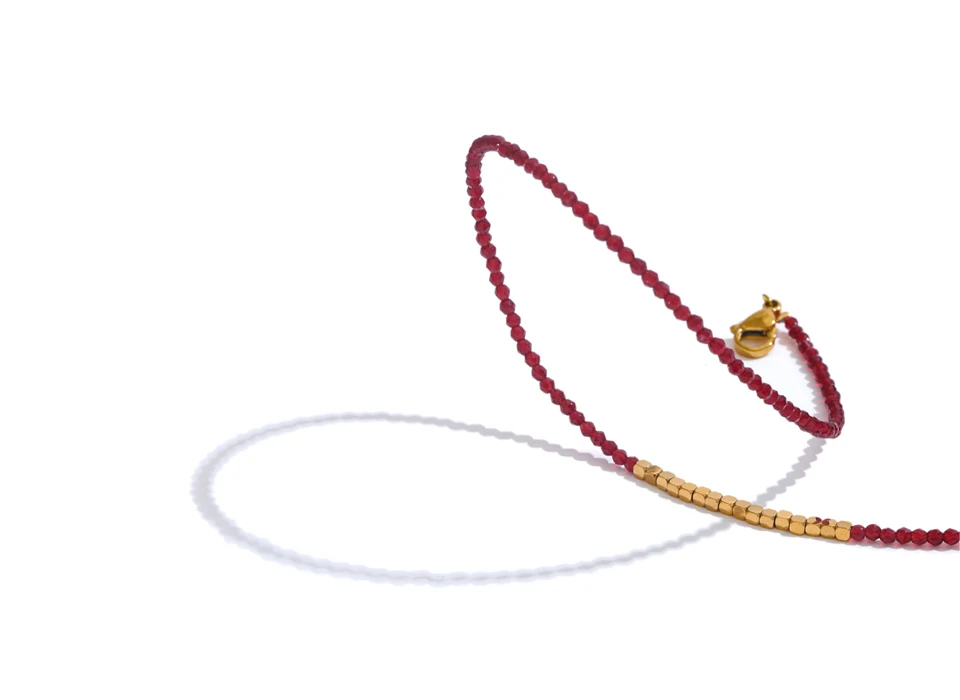 Yhpup Ancora Ankela Roter Kristall Dünnes Armband Beliebte Mode Exquisites Armband Edelstahlperlen Handgefertigter Schmuck – Detail 6