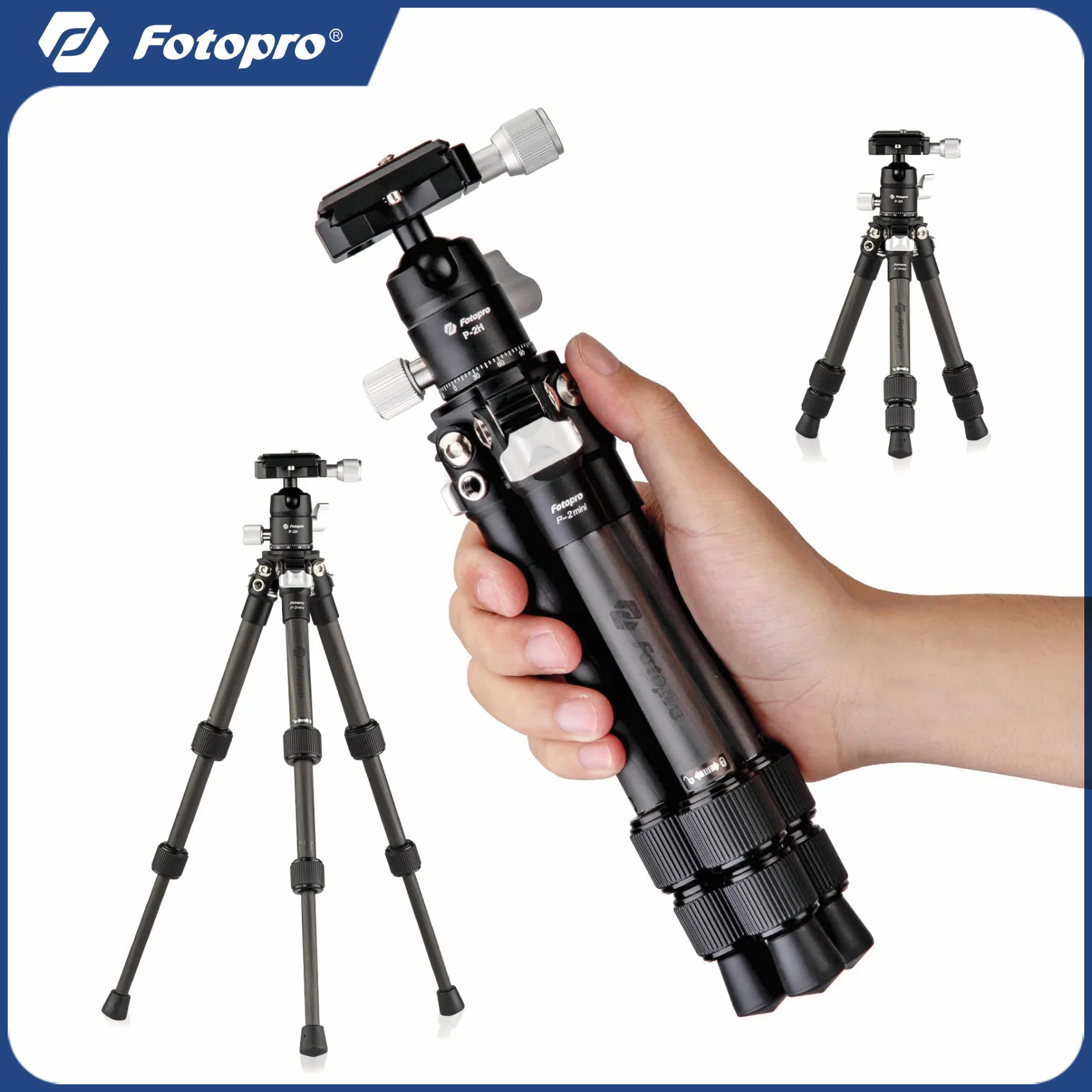 

Fotopro Mini Carbon Fiber Tripod Lightweight Compact Travel Tripod with 360 Degree Ball Head QR Plate for Camera Camcorder